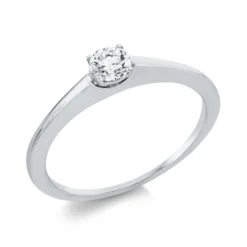 Solitaire Ring aus 750 Gold Weißgold Brillant 0,25ct TW-SI B:3,7mm 4er-Krappe