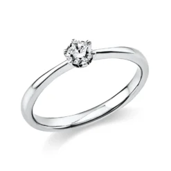 Solitaire Ring aus 750 Gold Weißgold Brillant 0,2ct TW-SI B:2,1mm 6er-Krappe