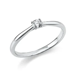 Solitaire Ring aus 750 Gold Weißgold Brillant 0,15ct TW-SI B:1,6mm 4er-Krappe
