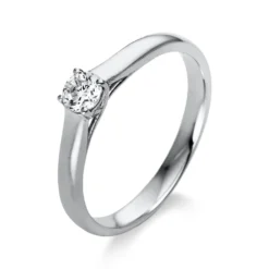 Solitaire Ring aus 750 Gold Weißgold Brillant 0,2ct TW-SI B:2,7mm 4er-Krappe