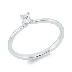 Solitaire Ring aus 750 Weißgold Diamant Oval-Schliff 0,18ct TW-SI B:3,9mm
