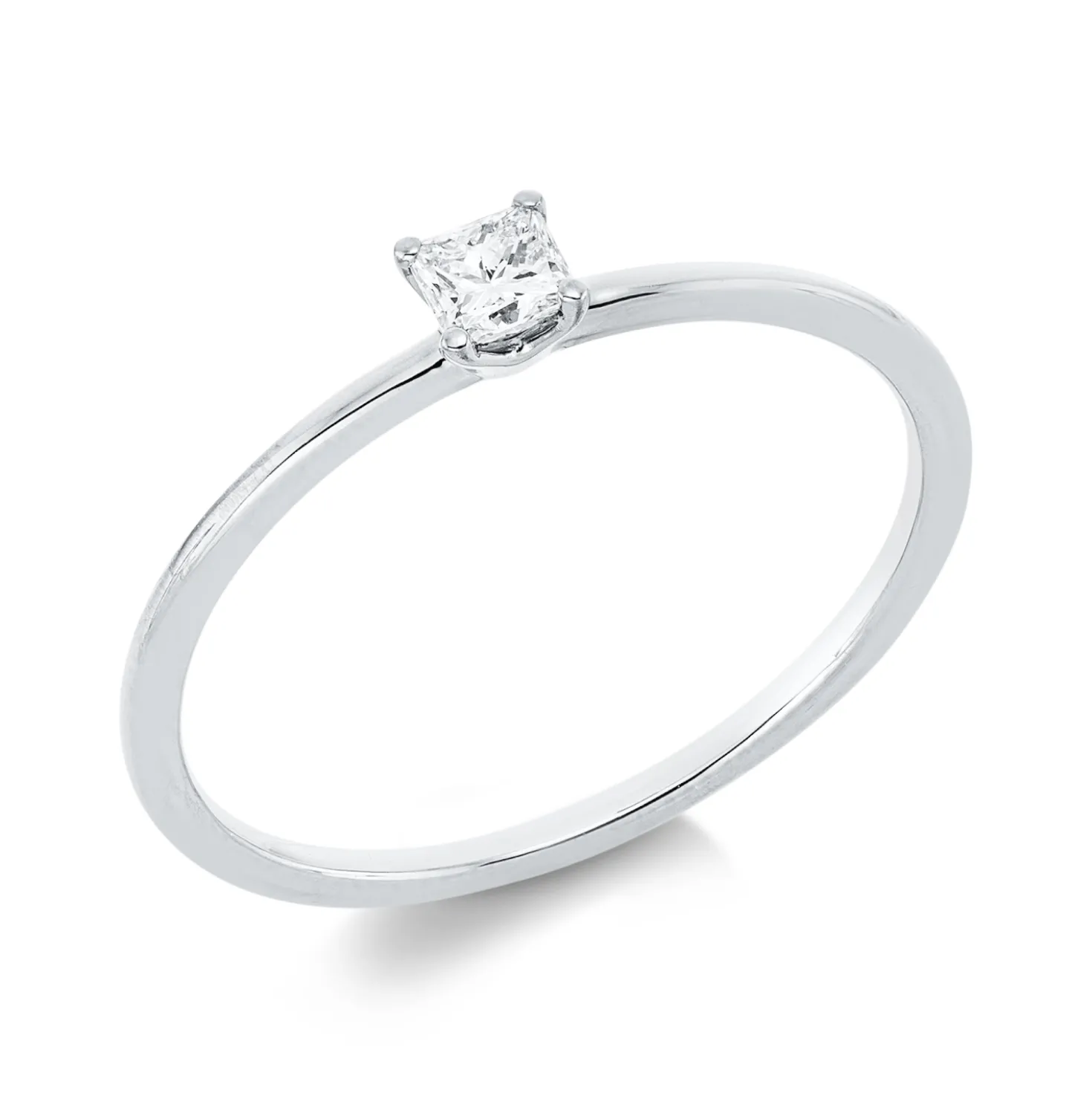 Solitaire Ring aus 750 Weißgold Diamant Prinzess-Schliff 0,15ct TW-SI B:3,1mm