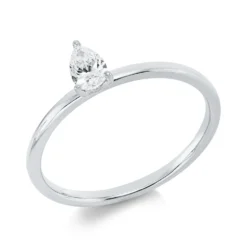 Solitaire Ring aus 750 Weißgold Diamant Tropfen-Schliff 0,26ct TW-SI B:5,9mm