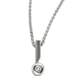 Solitär Anhänger 6,9x16,6mm Diamant 0.16Ct W/SI Brillant 950 Platin teilmattiert