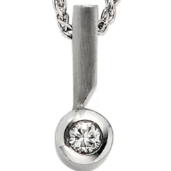 Solitär Anhänger 6,9x16,6mm Diamant 0.16Ct W/SI Brillant 950 Platin teilmattiert