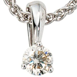 Solitär Anhänger 4,3x9,5mm mit Diamant Brillant 0,25Ct 585 Gold Weißgold