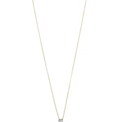 Solitär Collier Ankerkette Diamant 0.06Ct 750 Gelbgold Weißgold 42-45cm