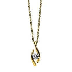 Solitär Collier Kette Anhänger Auge 750 Gold Gelbgold Brillant 0,25 Ct. L: 45cm