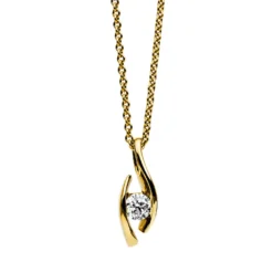 Solitär Collier Kette Anhänger Auge 750 Gold Gelbgold Brillant 0,20 Ct. L: 45cm