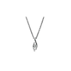Solitär Collier Kette Anhänger Auge 585 Gold Weißgold Brillant 0,10 Ct. L: 45cm