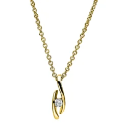 Solitär Collier Kette Anhänger Auge 750 Gold Gelbgold Brillant 0,05 Ct. L: 42cm