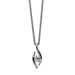 Solitär Collier Kette Anhänger Auge 950 Platin Brillant 0,25 Ct. L: 45cm