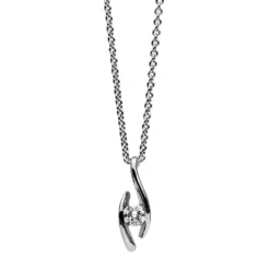 Solitär Collier Kette Anhänger Auge 950 Platin Brillant 0,15 Ct. L: 45cm