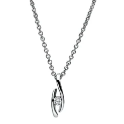 Solitär Collier Kette Anhänger Auge 950 Platin Brillant 0,05 Ct. L: 42cm