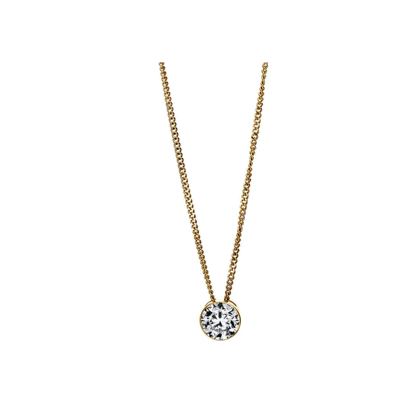 Solitär Collier Kette aus 585 Gold Gelbgold mit Brillant 0,50 Ct. Zarge L: 43cm