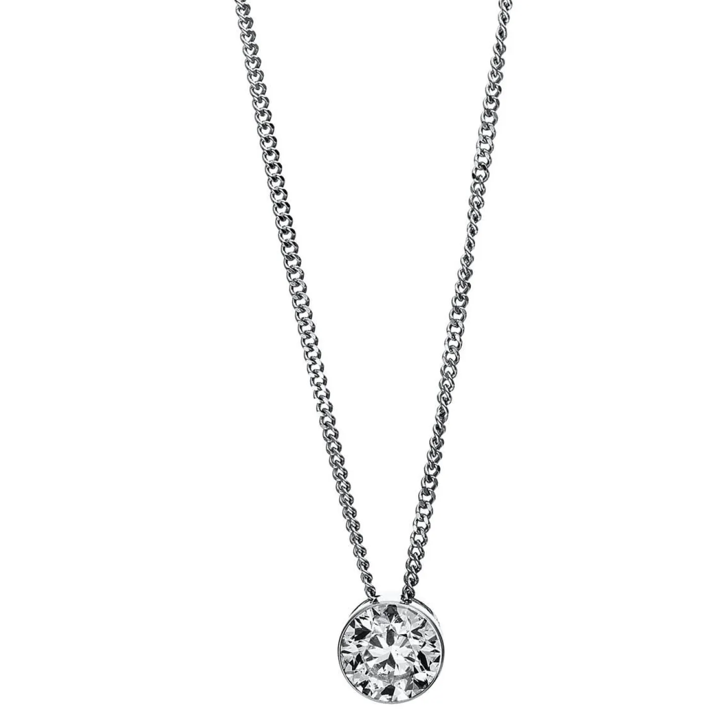 Solitär Collier Kette aus 585 Gold Weißgold mit Brillant 0,50 Ct. Zarge L: 43cm