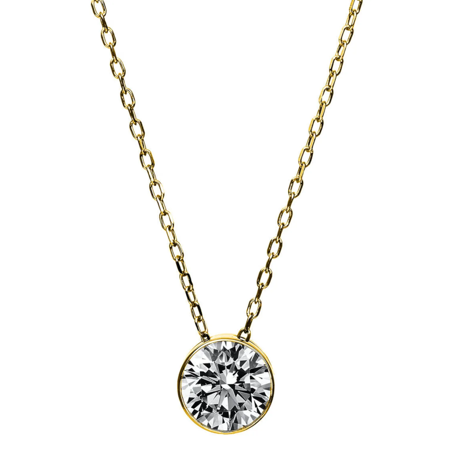 Solitär Collier Kette aus 585 Gold Gelbgold mit Brillant 0,70 Ct. L: 43cm