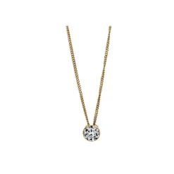 Solitär Collier Kette aus 750 Gold Gelbgold mit Brillant 0,50 Ct. Zarge L: 43cm
