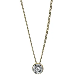 Solitär Collier Kette aus 585 Gold Gelbgold mit Brillant 0,40 Ct. Zarge L: 43cm