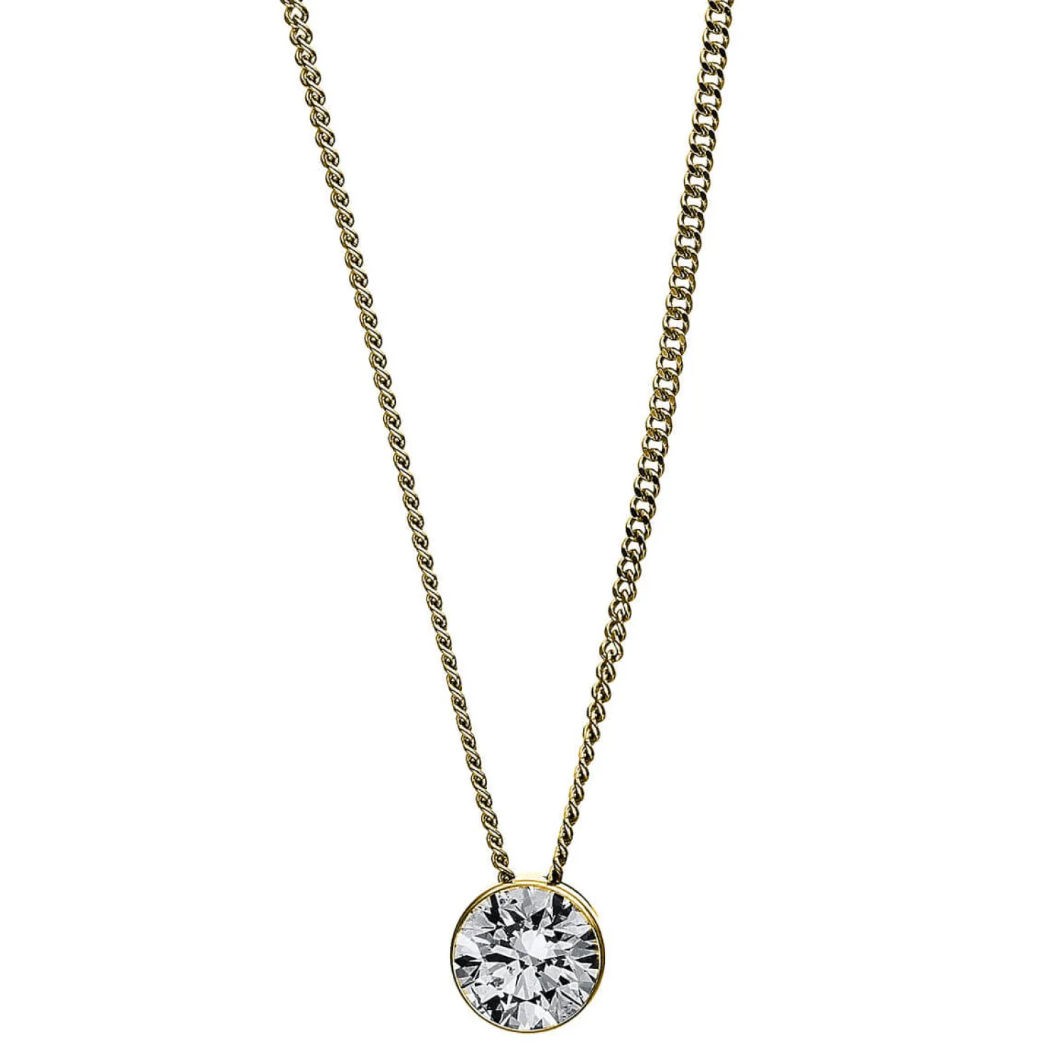 Solitär Collier Kette aus 585 Gold Gelbgold mit Brillant 0,40 Ct. Zarge L: 43cm