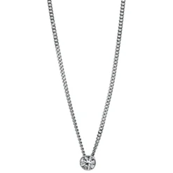 Solitär Collier Kette aus 750 Gold Weißgold mit Brillant 0,10 Ct. Zarge L: 43cm