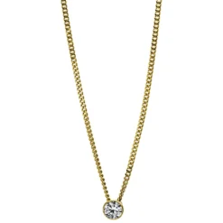 Solitär Collier Kette aus 750 Gold Gelbgold mit Brillant 0,10 Ct. Zarge L: 43cm