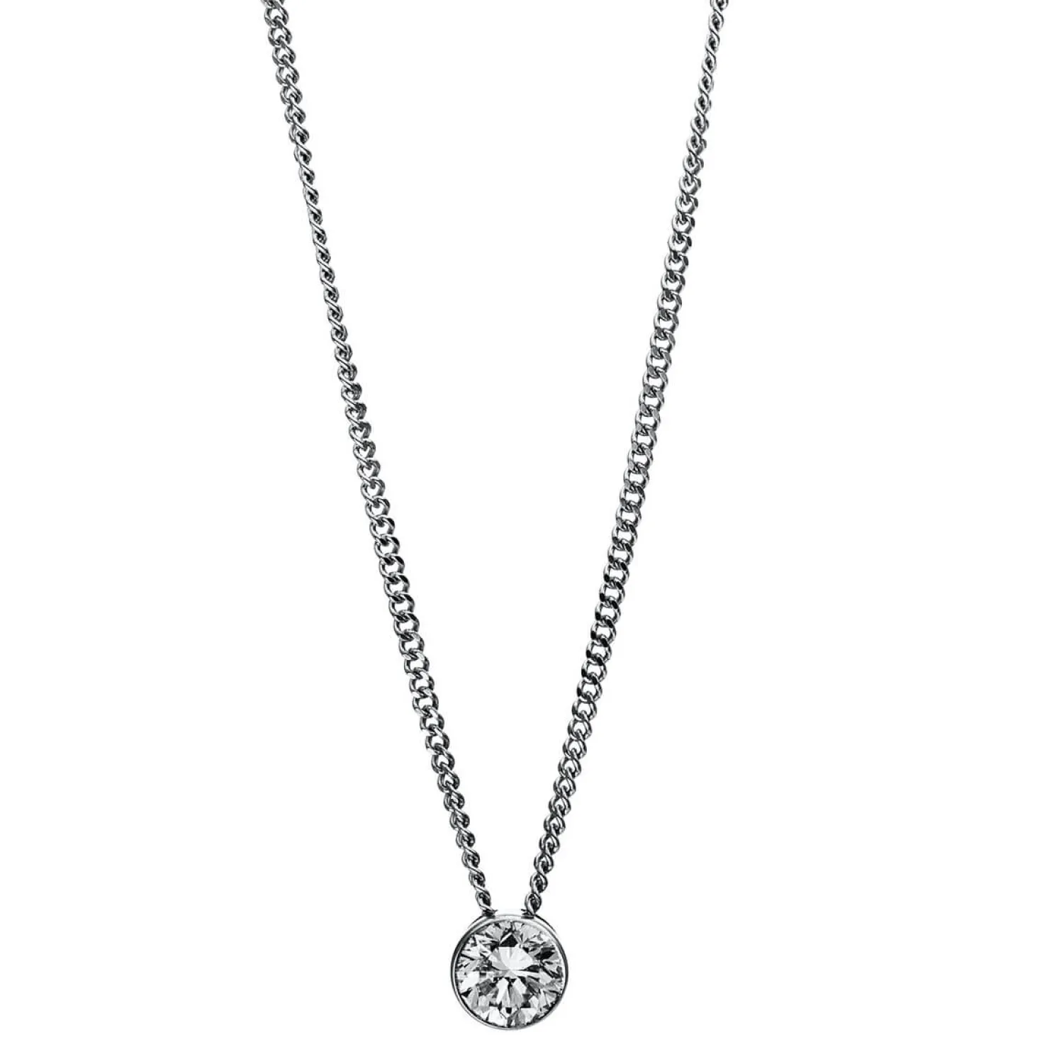 Solitär Collier Kette aus 750 Gold Weißgold mit Brillant 0,20 Ct. Zarge L: 43cm