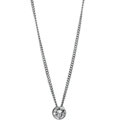 Solitär Collier Kette aus 585 Gold Weißgold mit Brillant 0,20 Ct. Zarge L: 43cm