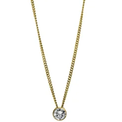 Solitär Collier Kette aus 585 Gold Gelbgold mit Brillant 0,20 Ct. Zarge L: 43cm