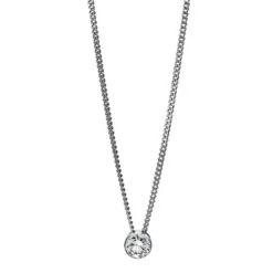 Solitär Collier Kette aus 750 Gold Weißgold mit Brillant 0,15 Ct. Zarge L: 43cm