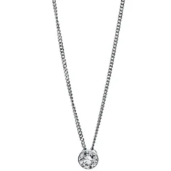 Solitär Collier Kette aus 750 Gold Weißgold mit Brillant 0,25 Ct. Zarge L: 43cm