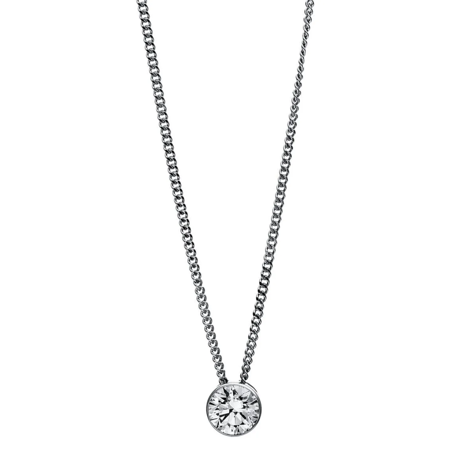 Solitär Collier Kette aus 585 Gold Weißgold mit Brillant 0,30 Ct. Zarge L: 43cm