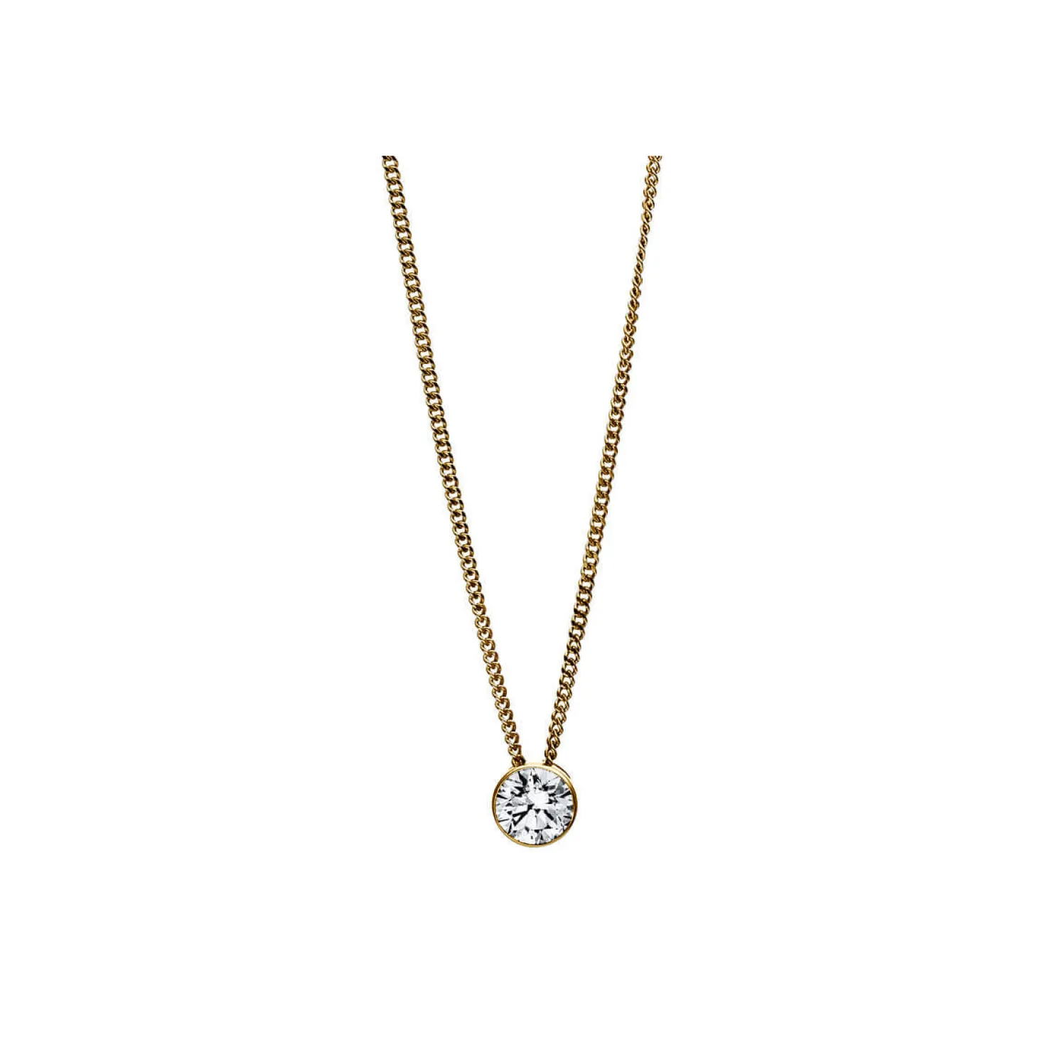 Solitär Collier Kette aus 585 Gold Gelbgold mit Brillant 0,30 Ct. Zarge L: 43cm