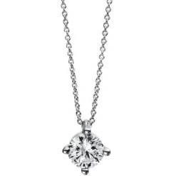 Solitär Collier Kette aus 950 Platin mit Brillant 1,00 Ct. 4er-Krappe S: 0,9mm