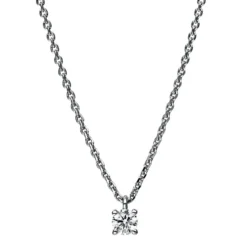 Solitär Collier Kette aus 950 Platin mit Brillant 0,15 Ct. 4er-Krappe L: 42cm