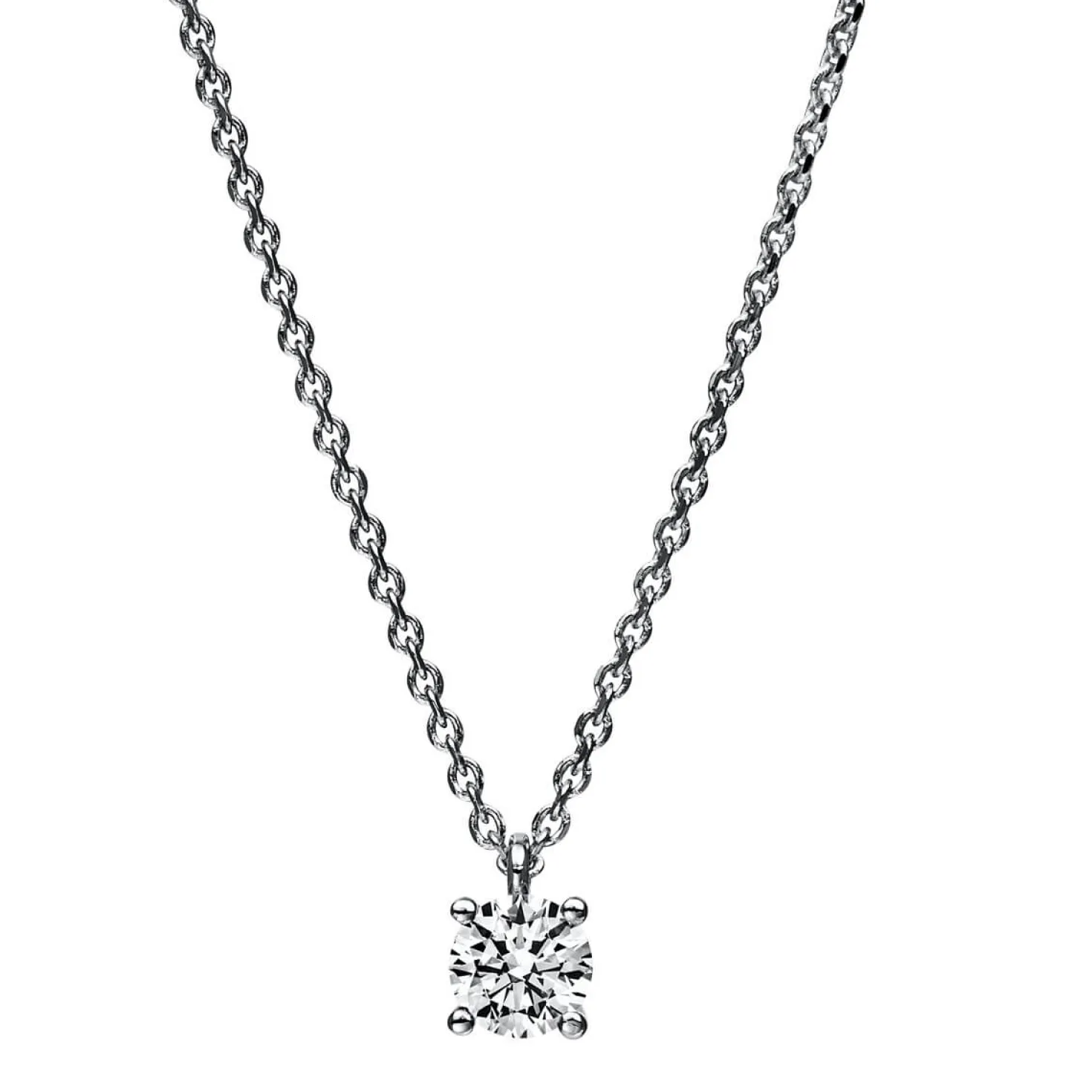 Solitär Collier Kette aus 950 Platin mit Brillant 0,30 Ct. 4er-Krappe L: 42cm