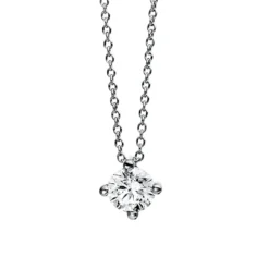 Solitär Collier Kette aus 950 Platin mit Brillant 0,50 Ct. 4er-Krappe L: 42cm