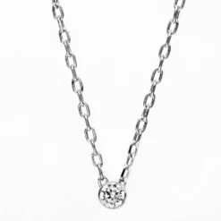 Solitär Collier Kette aus 950 Platin mit Brillant 0,05 Ct. Zarge L: 45,5cm
