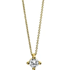 Solitär Collier Kette 750 Gold Gelbgold Brillant 0,25 Ct. L: 42cm, Ø5,9mm