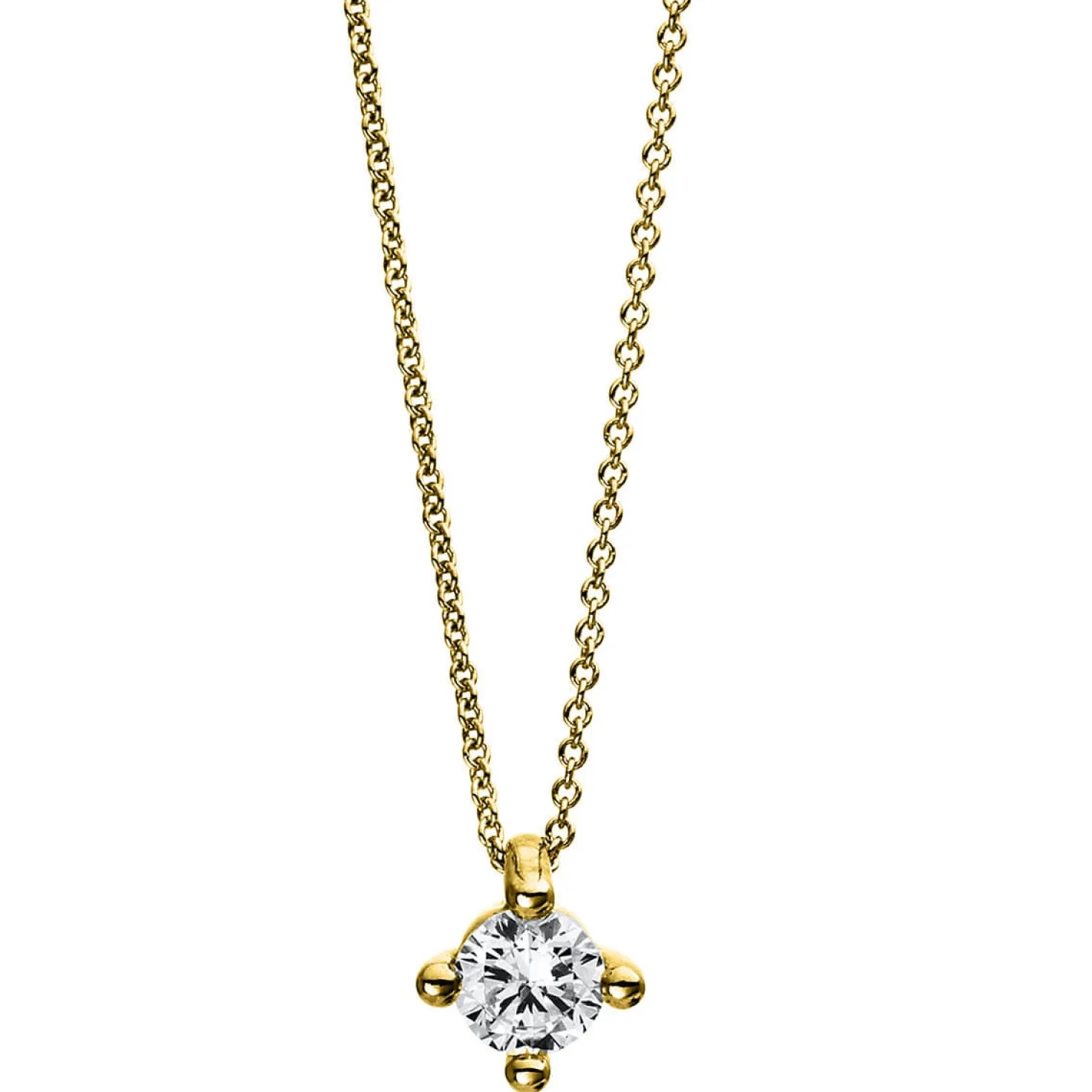 Solitär Collier Kette 585 Gold Gelbgold Brillant 0,25 Ct. L: 42cm, Ø5,9mm
