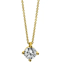 Solitär Collier Kette 585 Gold Gelbgold Brillant 1,00 Ct. 4er-Krappe S: 0,9mm