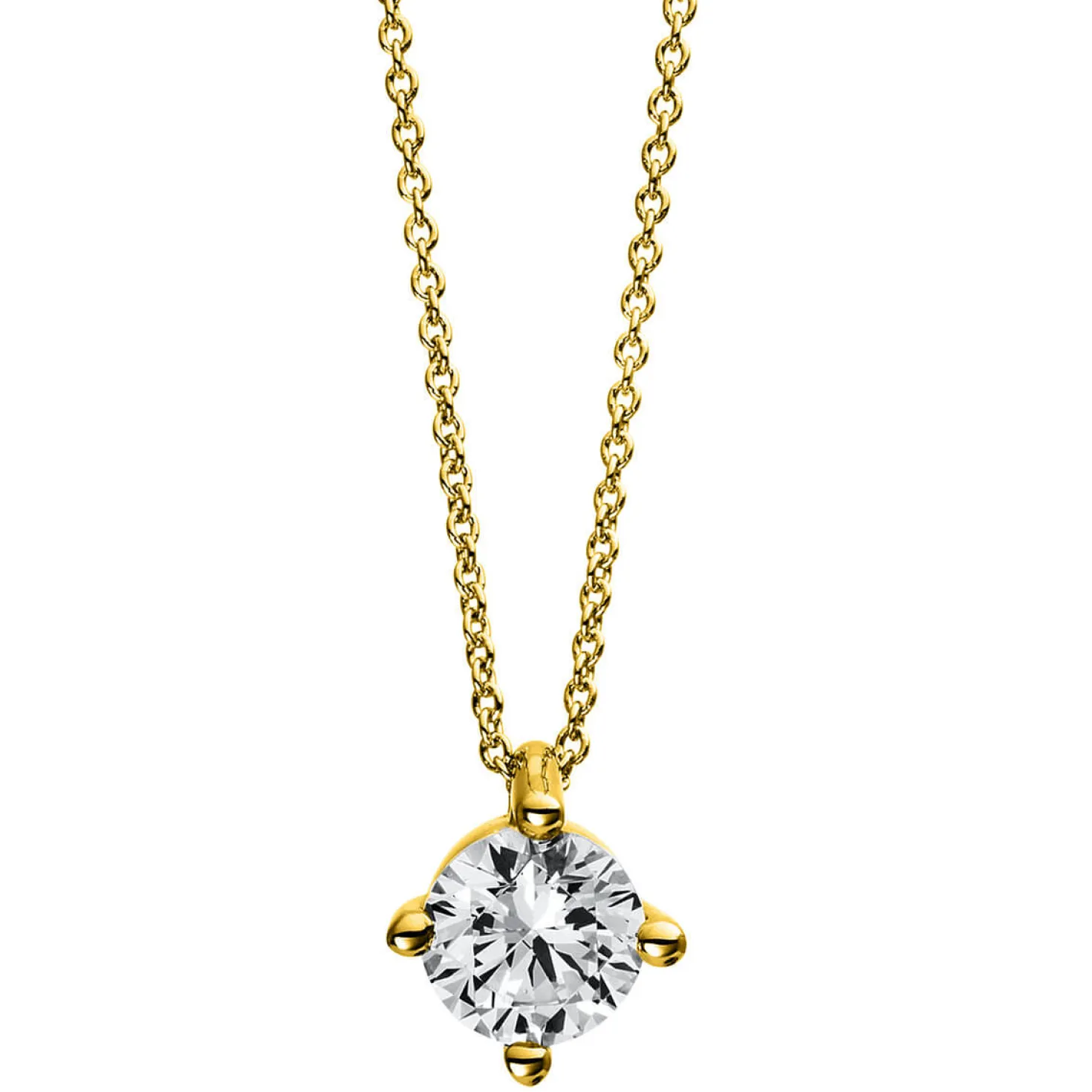 Solitär Collier Kette 585 Gold Gelbgold Brillant 1,00 Ct. 4er-Krappe S: 0,9mm