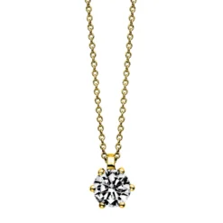 Solitär Collier Kette 585 Gold Gelbgold mit Brillant 1,00 Ct. 6er-Krappe L: 42cm