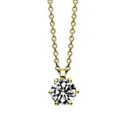 Solitär Collier Kette 750 Gold Gelbgold Brillant 0,50 Ct. L: 42cm, S: 0,9mm