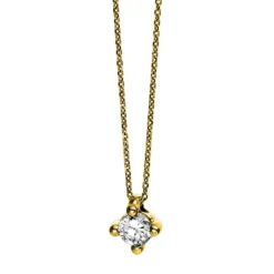 Solitär Collier Kette 750 Gold Gelbgold Brillant 0,20 Ct. L: 42cm, S: 0,7mm