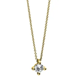 Solitär Collier Kette 750 Gold Gelbgold Brillant 0,15 Ct. L: 42cm, Ø5,2mm