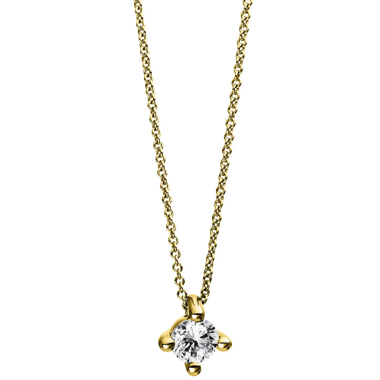 Solitär Collier Kette 750 Gold Gelbgold Brillant 0,15 Ct. L: 42cm, Ø5,2mm