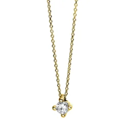 Solitär Collier Kette 585 Gold Gelbgold Brillant 0,10 Ct. L: 42cm, Ø3,6mm