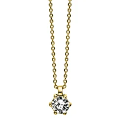 Solitär Collier Kette 750 Gold Gelbgold Brillant 0,20 Ct. L: 42cm, S: 0,7mm
