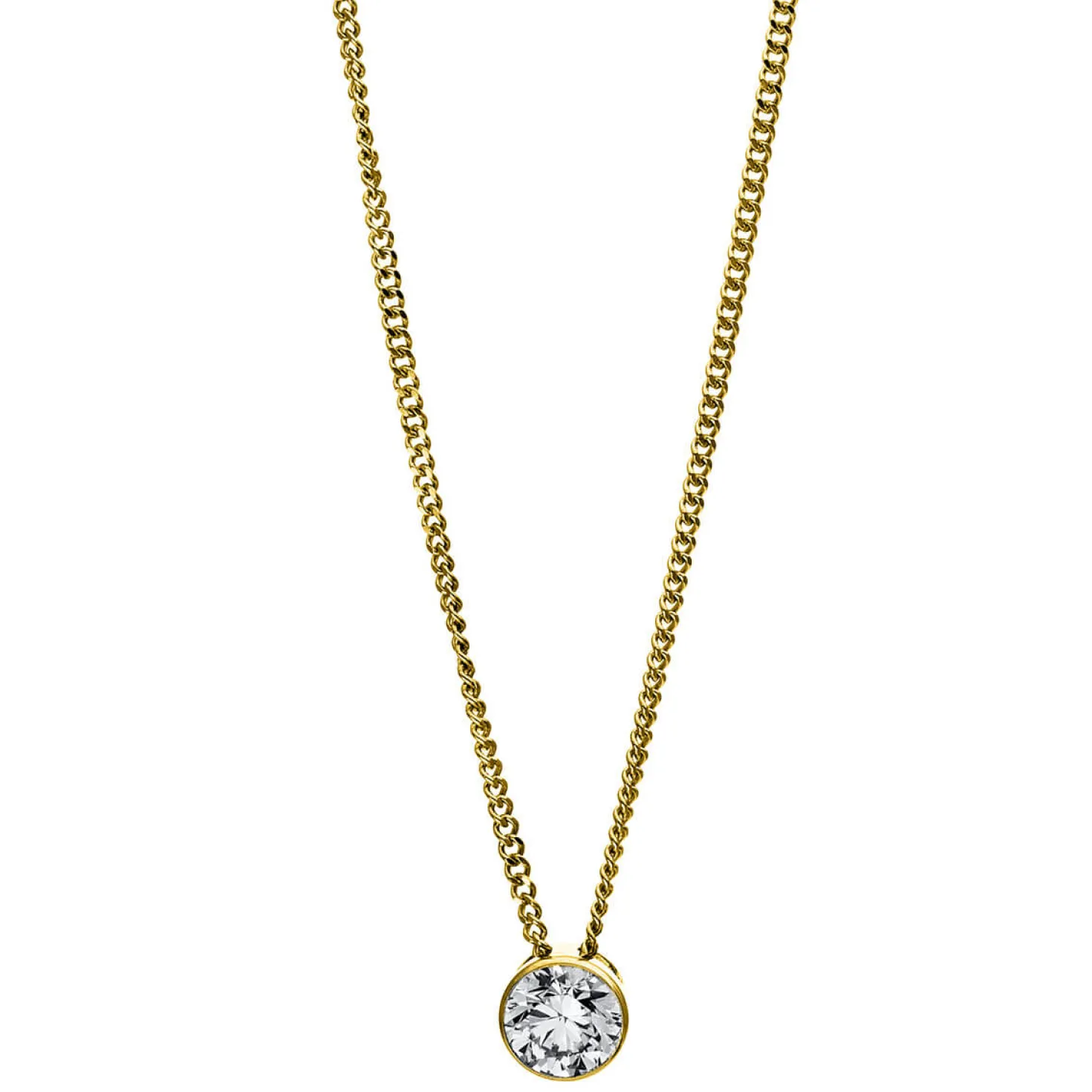 Solitär Collier Kette 750 Gold Gelbgold mit Brillant 0,25 Ct. Zarge L: 43cm